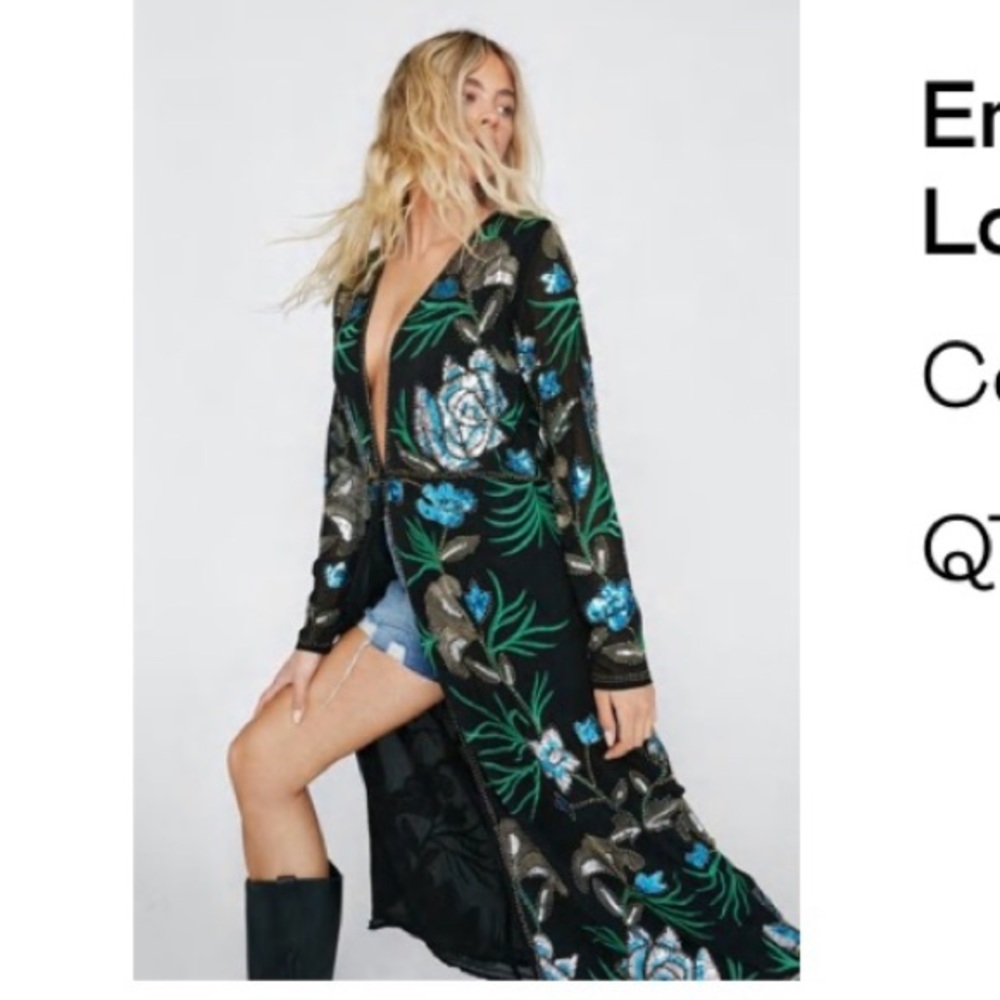 Sequin floral kimono